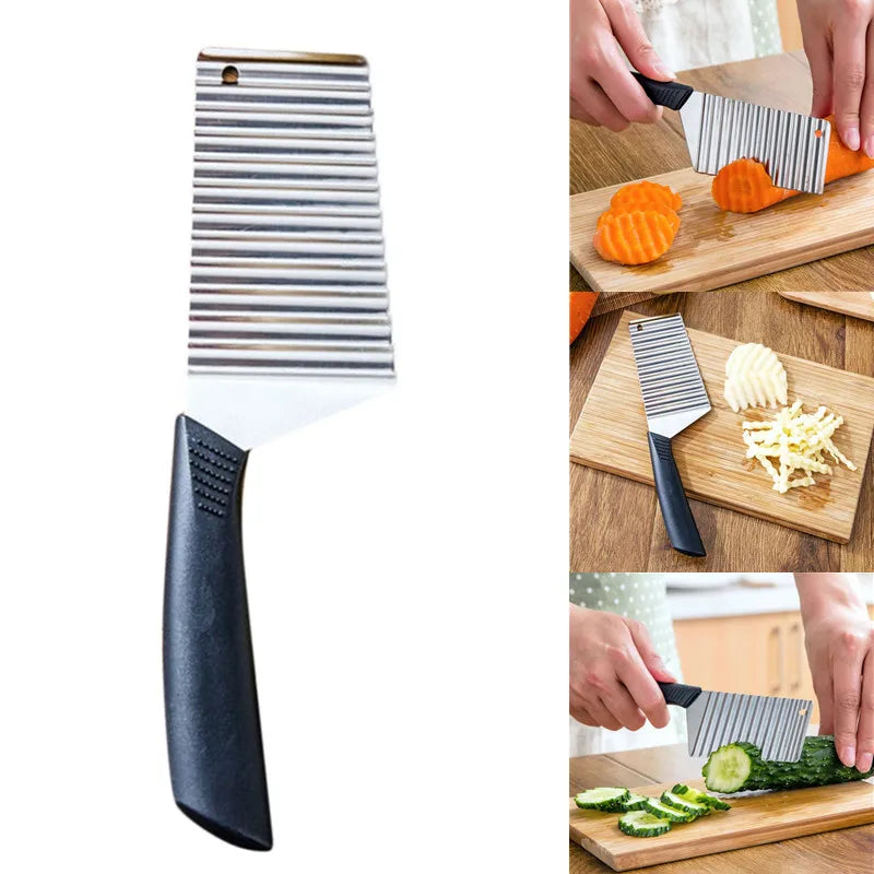 WaveMaster™ Stainless Steel Crinkle Cutter – Wavy Slice Knife for Fries & Garnishes