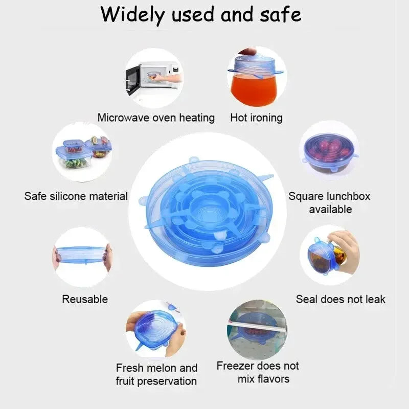 Reusable Silicone Stretch Lids (6-Pack) – Airtight Food Covers