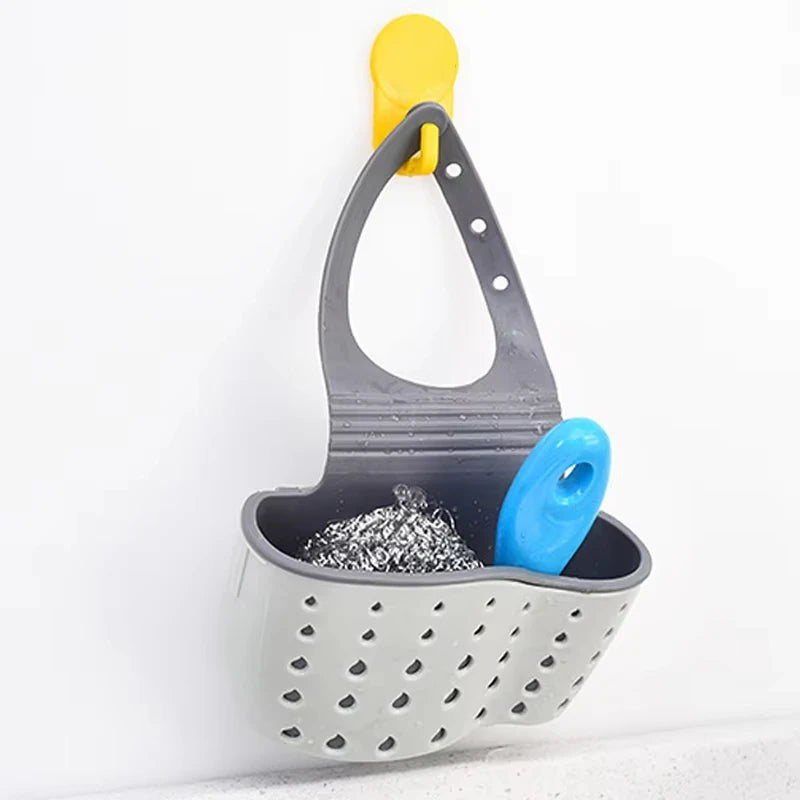 Adjustable Two-Layer Hanging Sink Drain Basket – Kitchen Storage & Sponge Holder