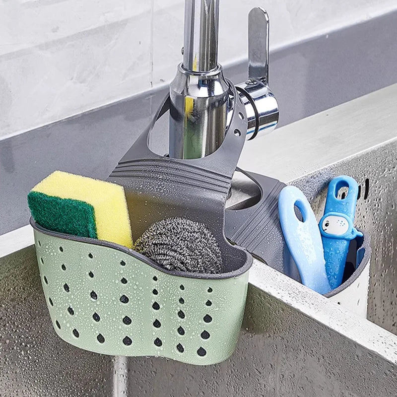 Adjustable Two-Layer Hanging Sink Drain Basket – Kitchen Storage & Sponge Holder