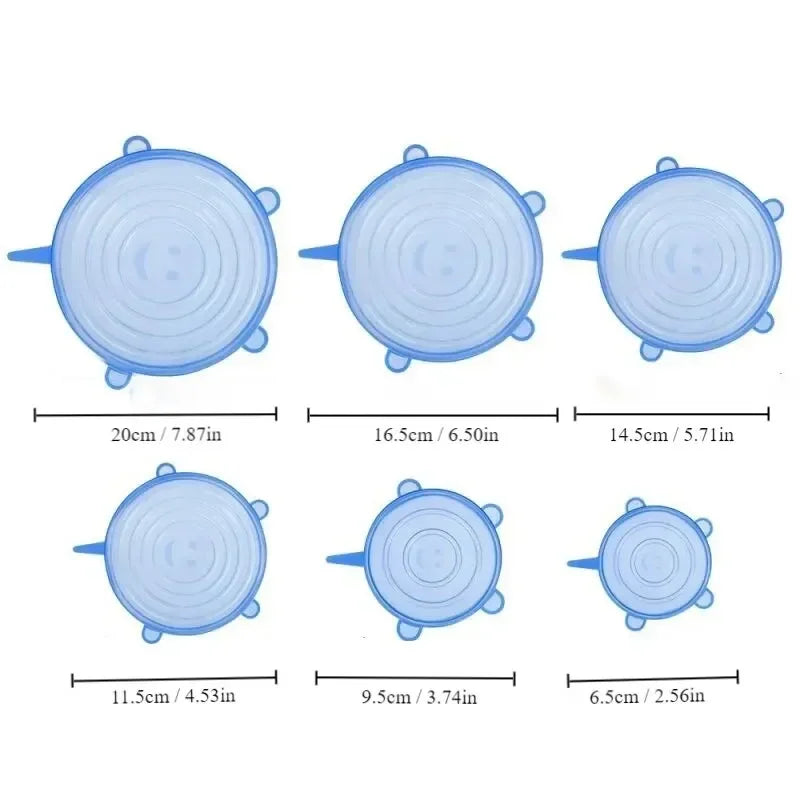 Reusable Silicone Stretch Lids (6-Pack) – Airtight Food Covers