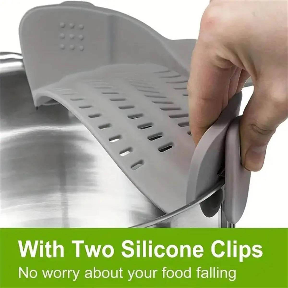 Clip-On Pot Strainer – Universal Silicone Kitchen Drainer