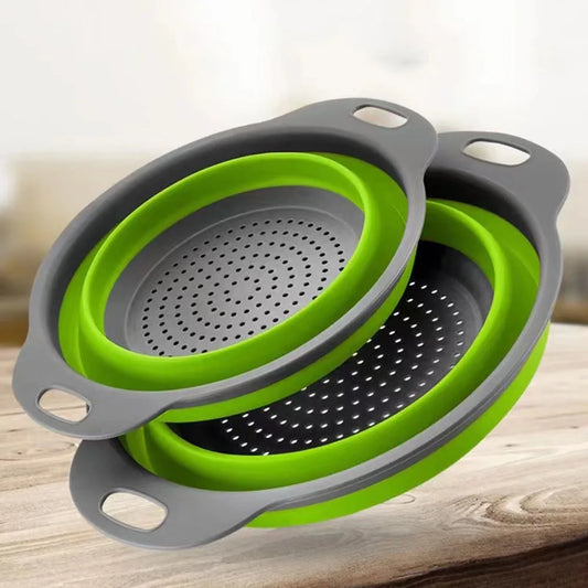 FlexiCol™ Collapsible Silicone Colander with Handle – Space-Saving Strainer