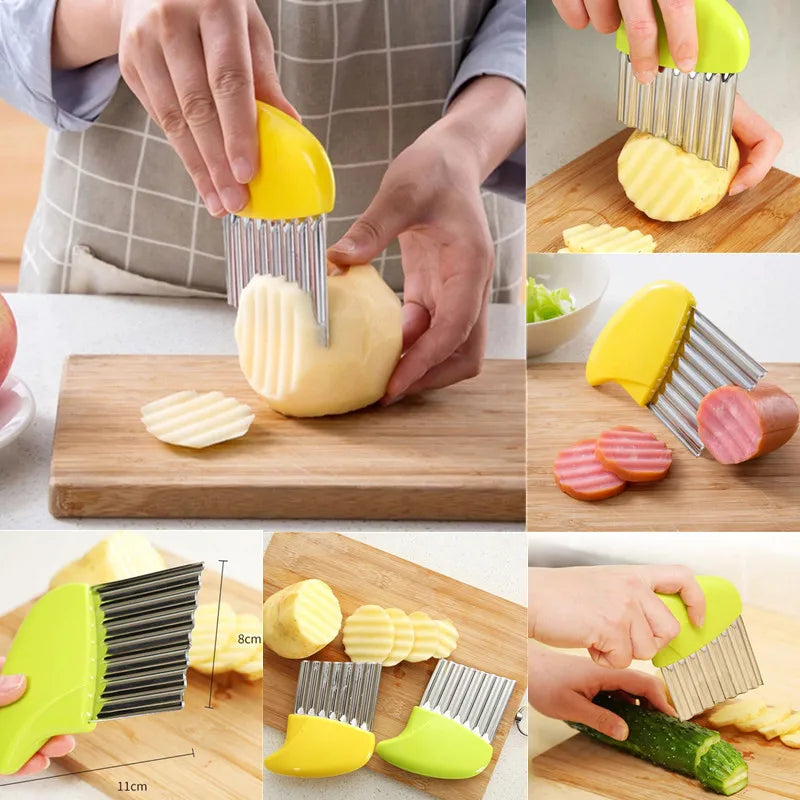 WaveMaster™ Stainless Steel Crinkle Cutter – Wavy Slice Knife for Fries & Garnishes