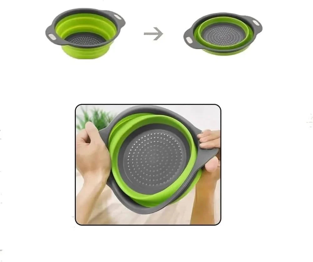 FlexiCol™ Collapsible Silicone Colander with Handle – Space-Saving Strainer