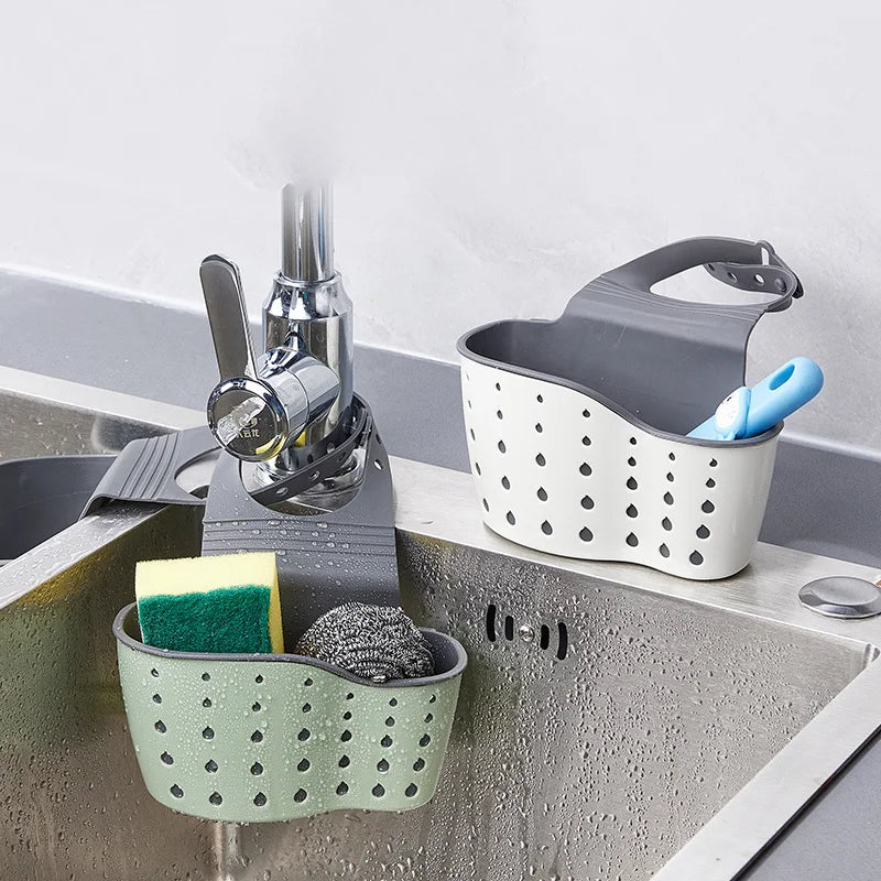 Adjustable Two-Layer Hanging Sink Drain Basket – Kitchen Storage & Sponge Holder