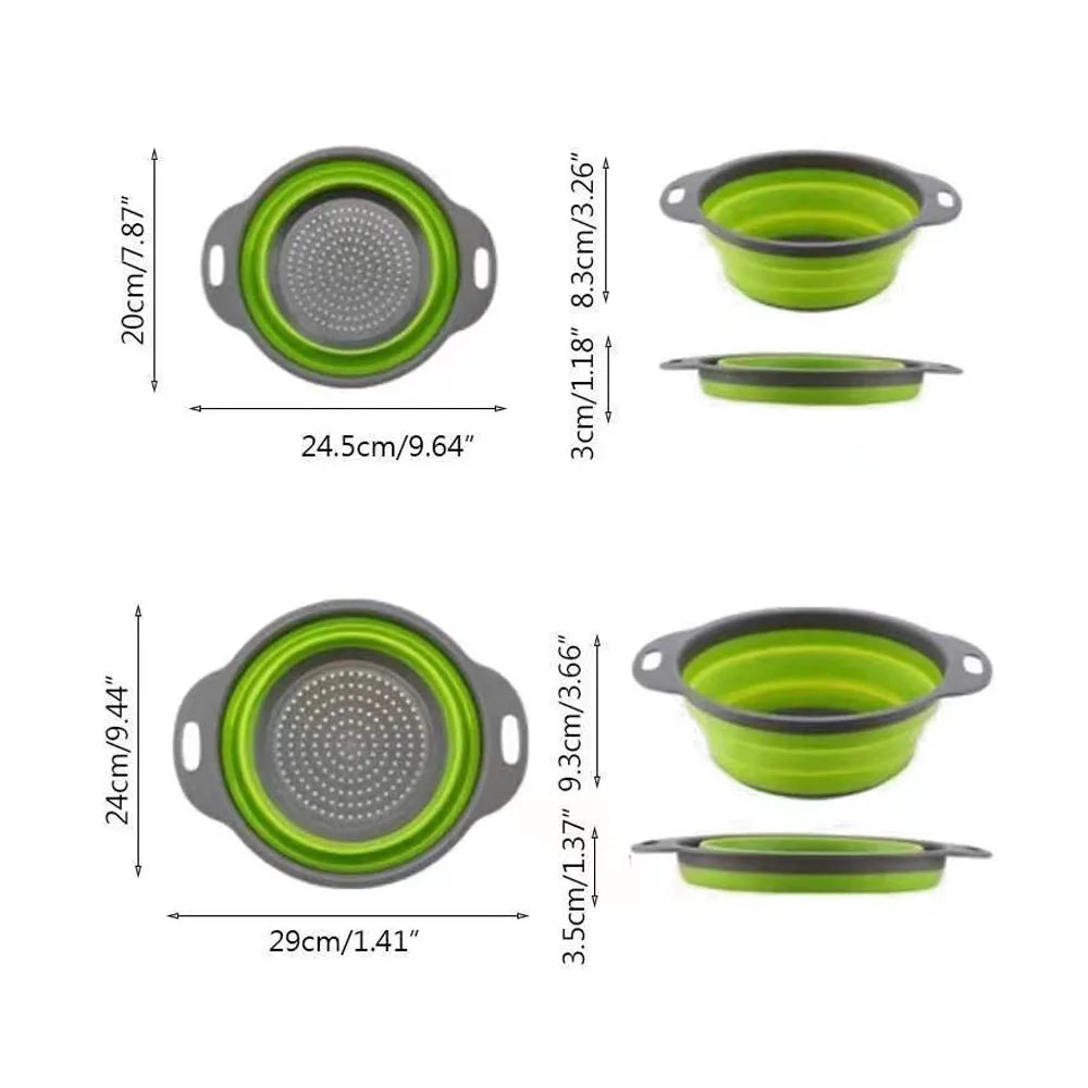 FlexiCol™ Collapsible Silicone Colander with Handle – Space-Saving Strainer