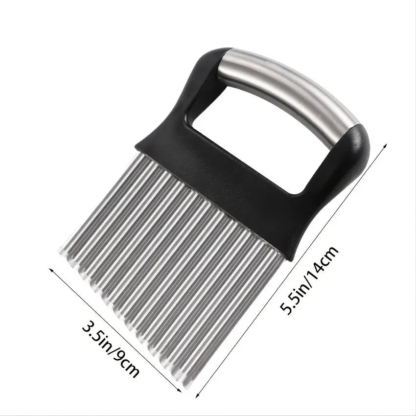 WaveSlice™ Stainless Steel Crinkle Cutter – Wavy Knife for Fries & Garnishes