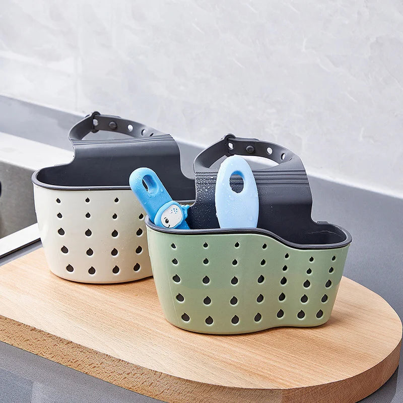 Adjustable Two-Layer Hanging Sink Drain Basket – Kitchen Storage & Sponge Holder