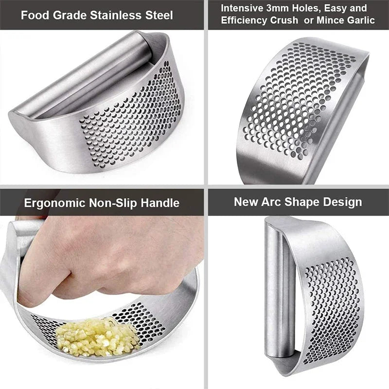 RockCrush™ Stainless Garlic Rocker™ – Hands‑Free Garlic & Ginger Crusher
