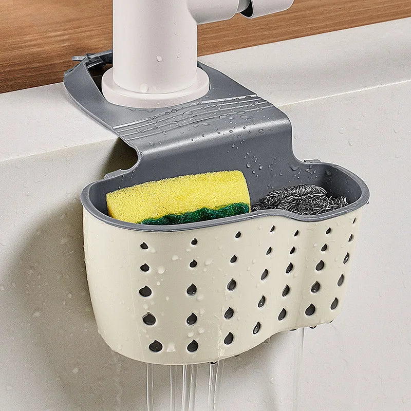 Adjustable Two-Layer Hanging Sink Drain Basket – Kitchen Storage & Sponge Holder